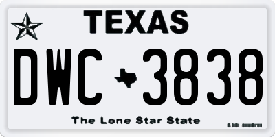 TX license plate DWC3838