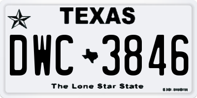 TX license plate DWC3846