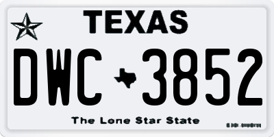 TX license plate DWC3852
