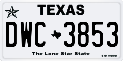 TX license plate DWC3853