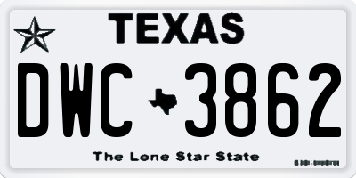 TX license plate DWC3862