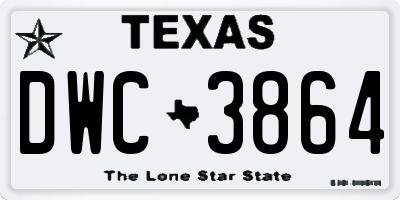 TX license plate DWC3864