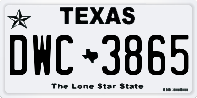 TX license plate DWC3865
