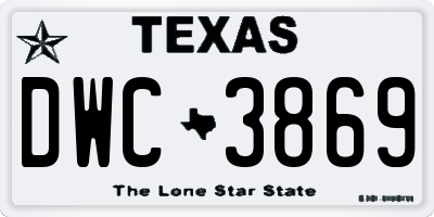 TX license plate DWC3869