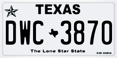 TX license plate DWC3870