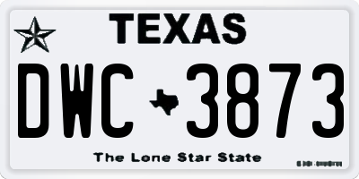 TX license plate DWC3873