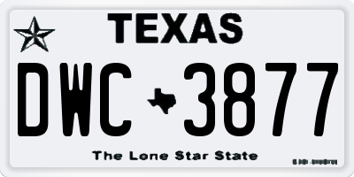 TX license plate DWC3877