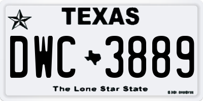 TX license plate DWC3889