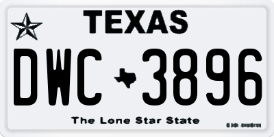 TX license plate DWC3896
