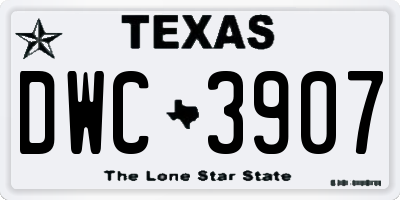 TX license plate DWC3907