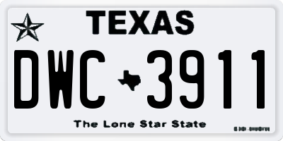 TX license plate DWC3911