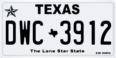TX license plate DWC3912