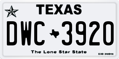TX license plate DWC3920