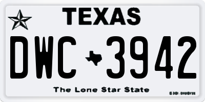 TX license plate DWC3942