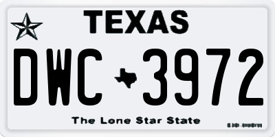 TX license plate DWC3972