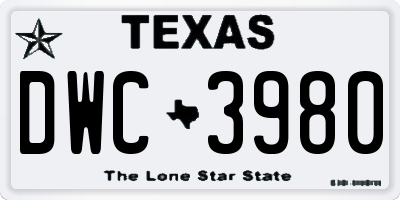 TX license plate DWC3980