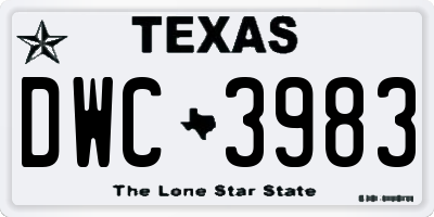 TX license plate DWC3983
