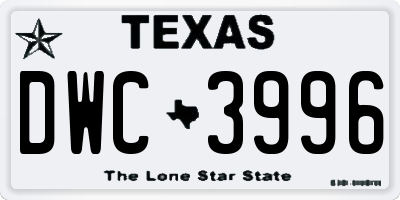 TX license plate DWC3996