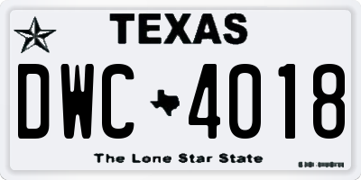 TX license plate DWC4018