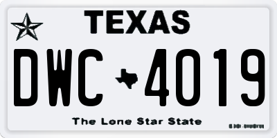 TX license plate DWC4019