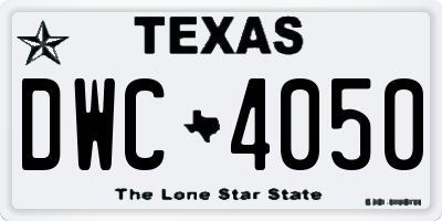 TX license plate DWC4050