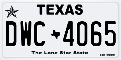 TX license plate DWC4065