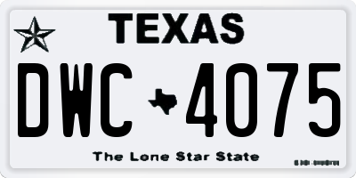 TX license plate DWC4075