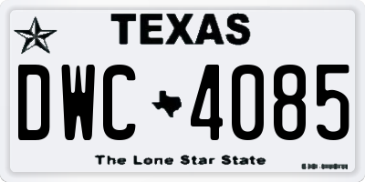 TX license plate DWC4085