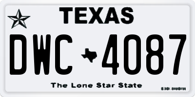 TX license plate DWC4087
