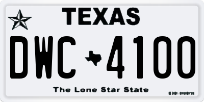 TX license plate DWC4100