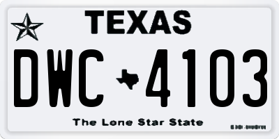 TX license plate DWC4103