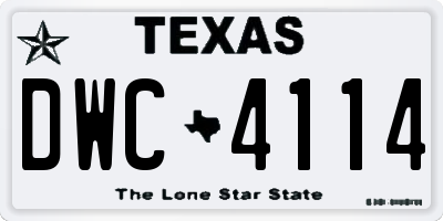 TX license plate DWC4114