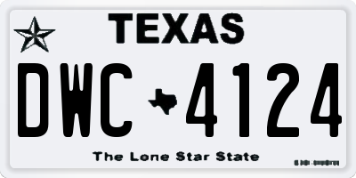 TX license plate DWC4124