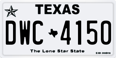 TX license plate DWC4150