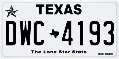 TX license plate DWC4193