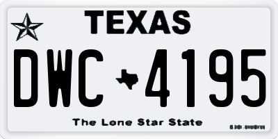 TX license plate DWC4195
