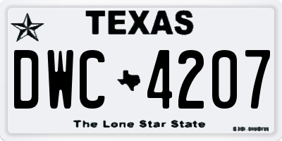 TX license plate DWC4207