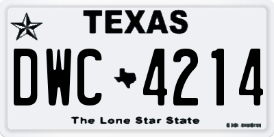 TX license plate DWC4214