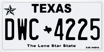 TX license plate DWC4225