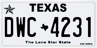 TX license plate DWC4231