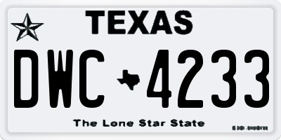 TX license plate DWC4233