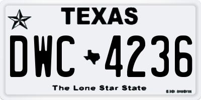 TX license plate DWC4236