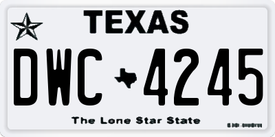 TX license plate DWC4245