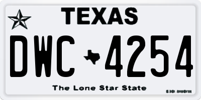 TX license plate DWC4254