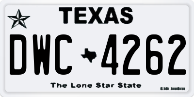 TX license plate DWC4262