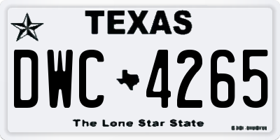 TX license plate DWC4265