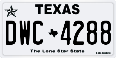 TX license plate DWC4288