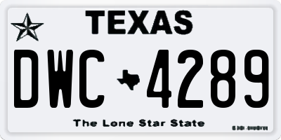 TX license plate DWC4289