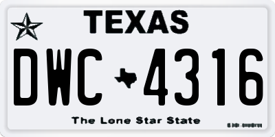 TX license plate DWC4316