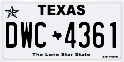 TX license plate DWC4361